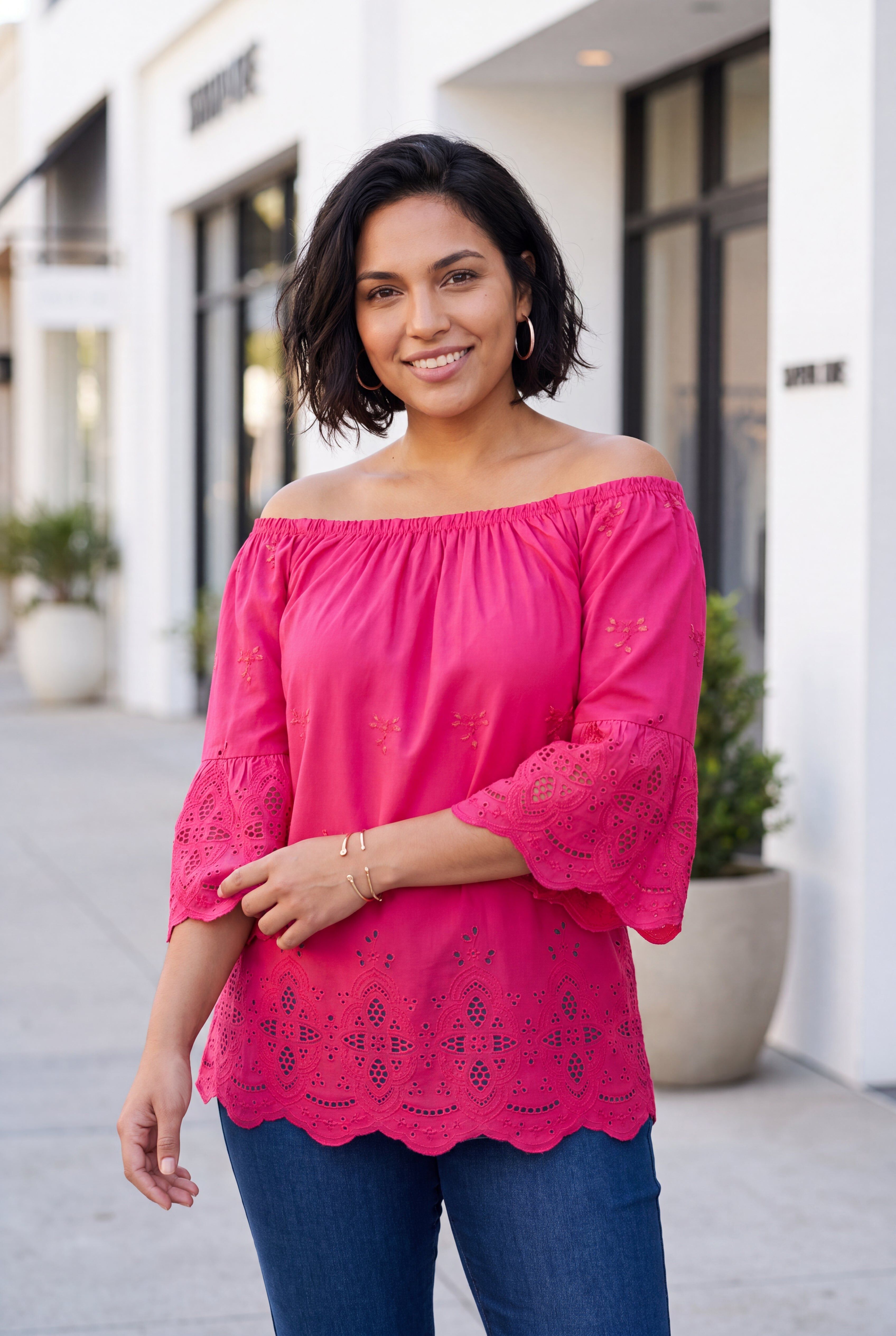Convertible Eyelet Tunic, PINK BURST, hi-res image number 0