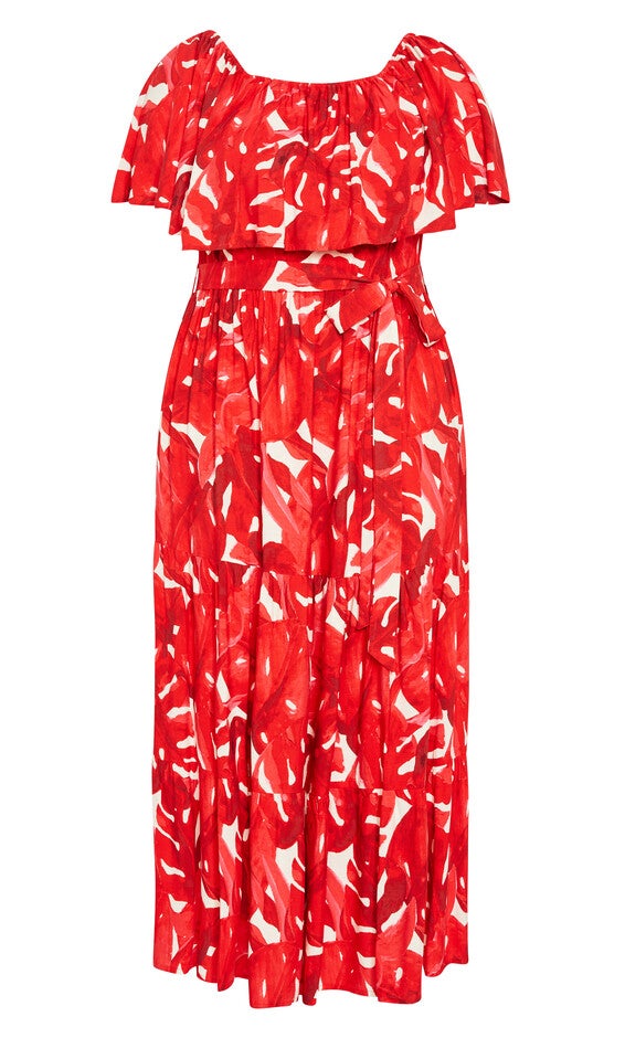 Boardwalk Print Maxi Dress - crimson, RED, alternate image number null