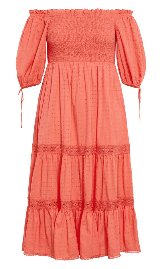 Love Shirred Dress - sugar coral, SUGAR CORAL, alternate image number null