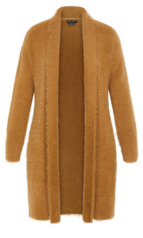 Fluffy Cardigan - caramel, BROWN, alternate image number null