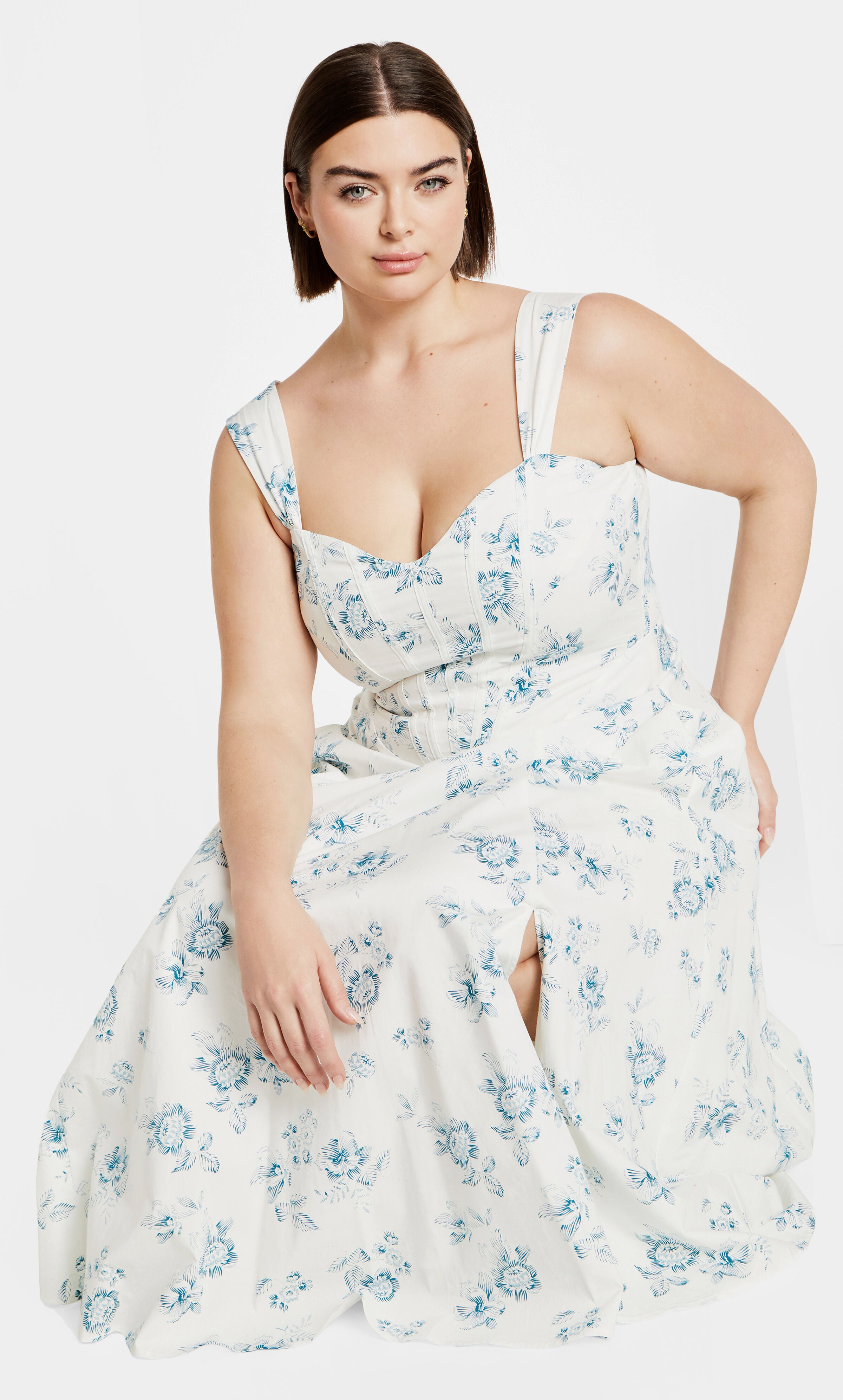 Marylou Print Dress - blue, WHITE, alternate image number 1