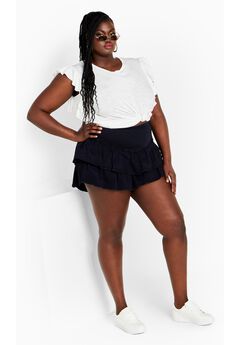 Amina Frill High Waist Mini Short - navy