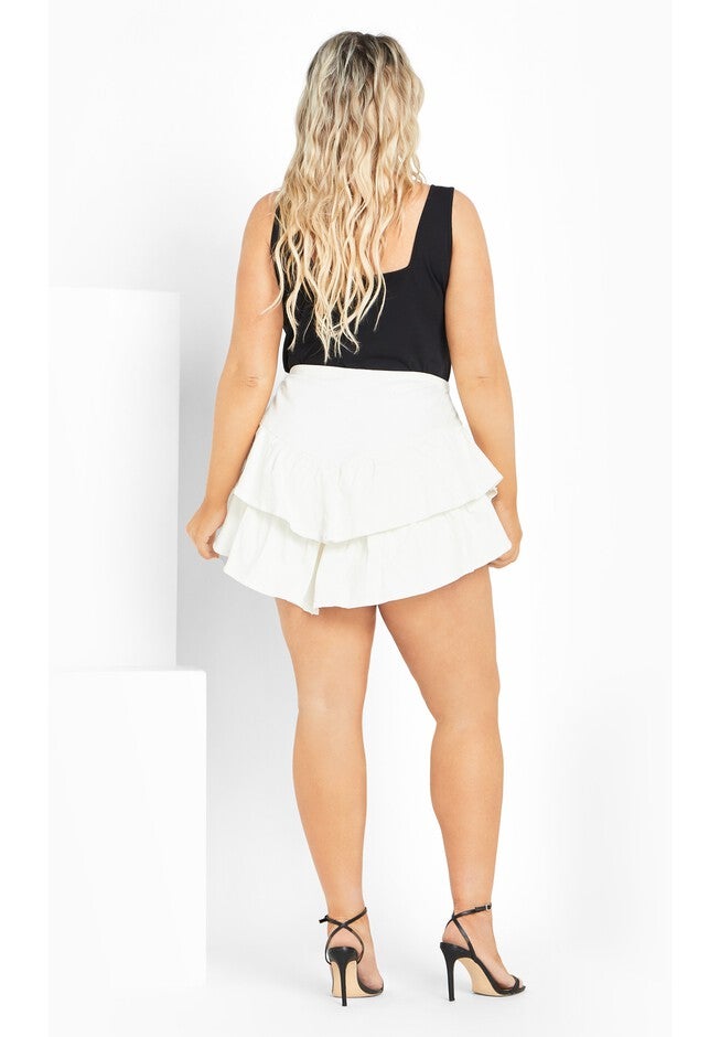 Amina Frill High Waist Mini Short - ivory, WHITE, alternate image number 2