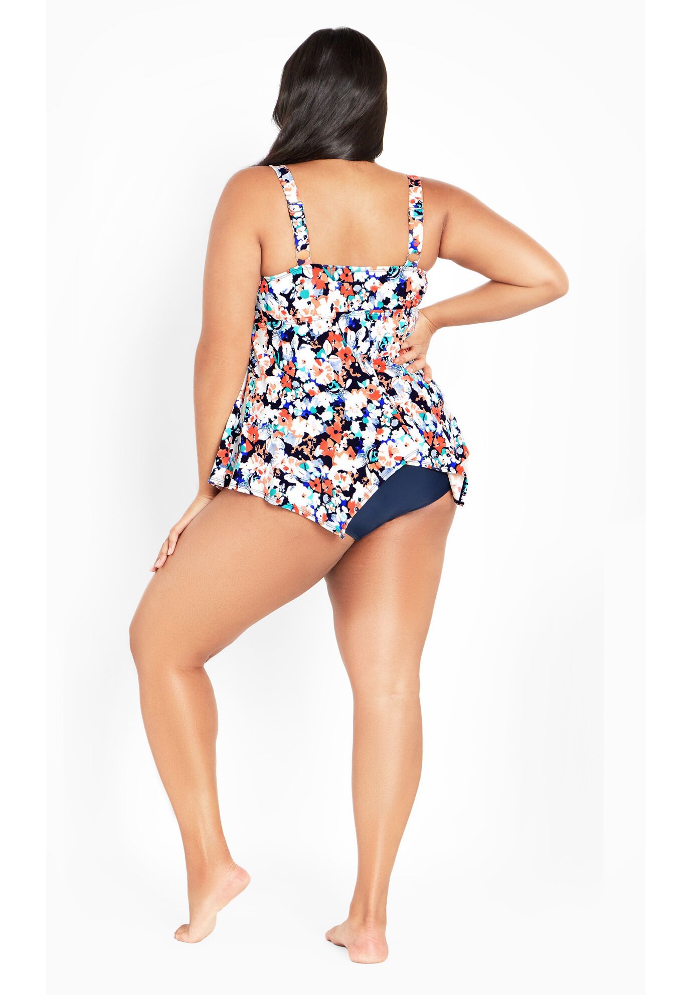 Sharkbite Print Tankini Top, MONTAGE FLORAL, alternate image number 5