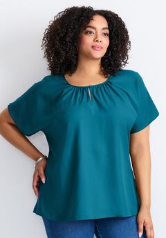 Keyhole Dolman Sleeve Blouse