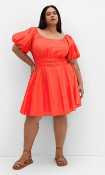 Lillian Balloon Sleeve Dress - pink coral