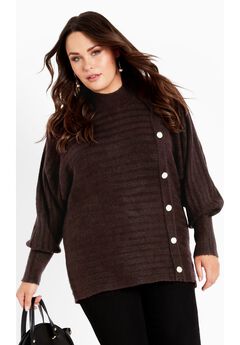 Beata Asymmetrical Button Knit Sweater