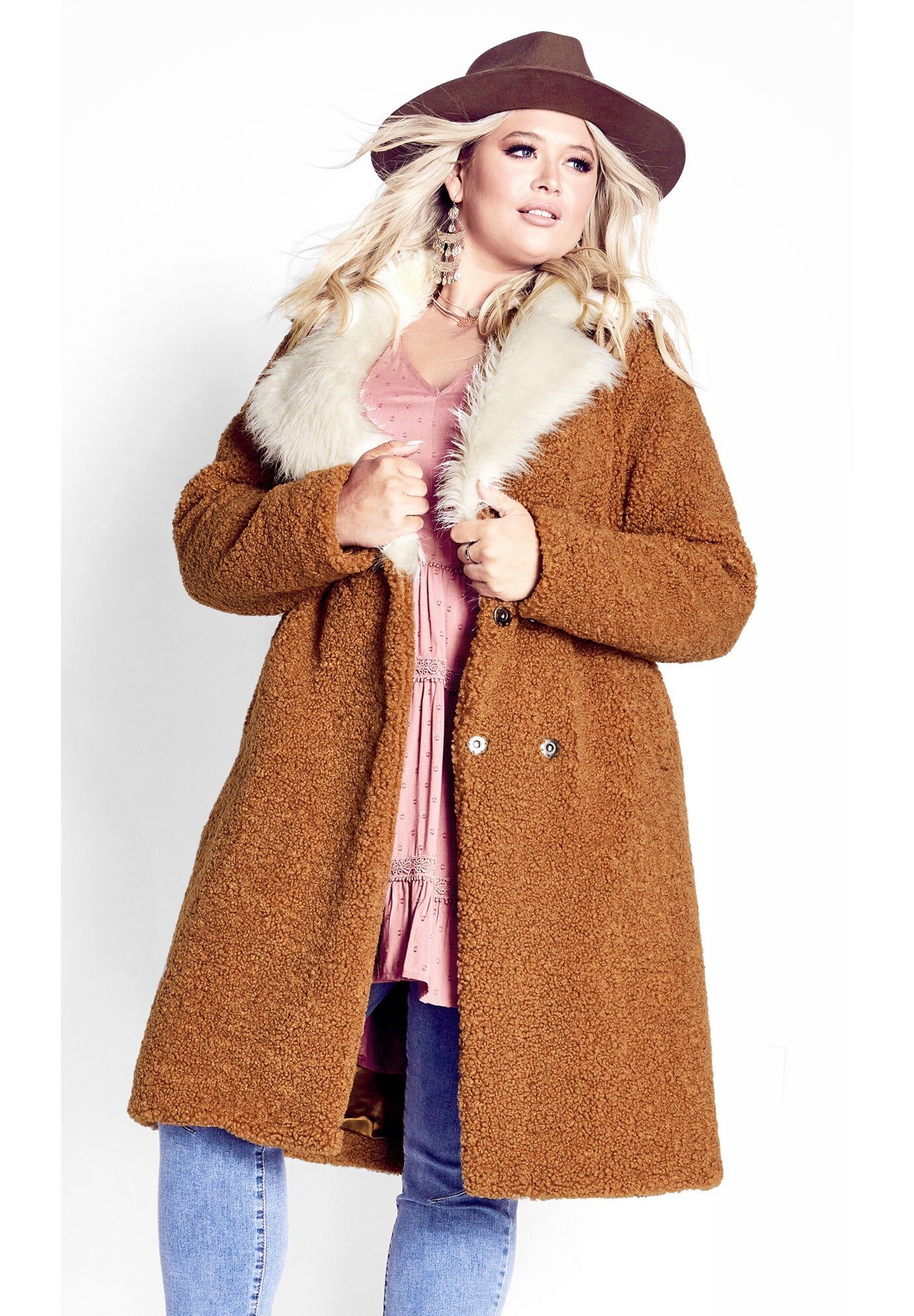 Teddy Faux Fur Jacket, TAN, hi-res image number 0