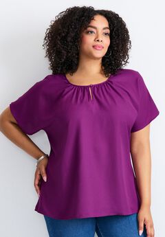 Keyhole Dolman Sleeve Blouse