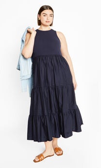 Chelsea Mixed Media Dress - navy