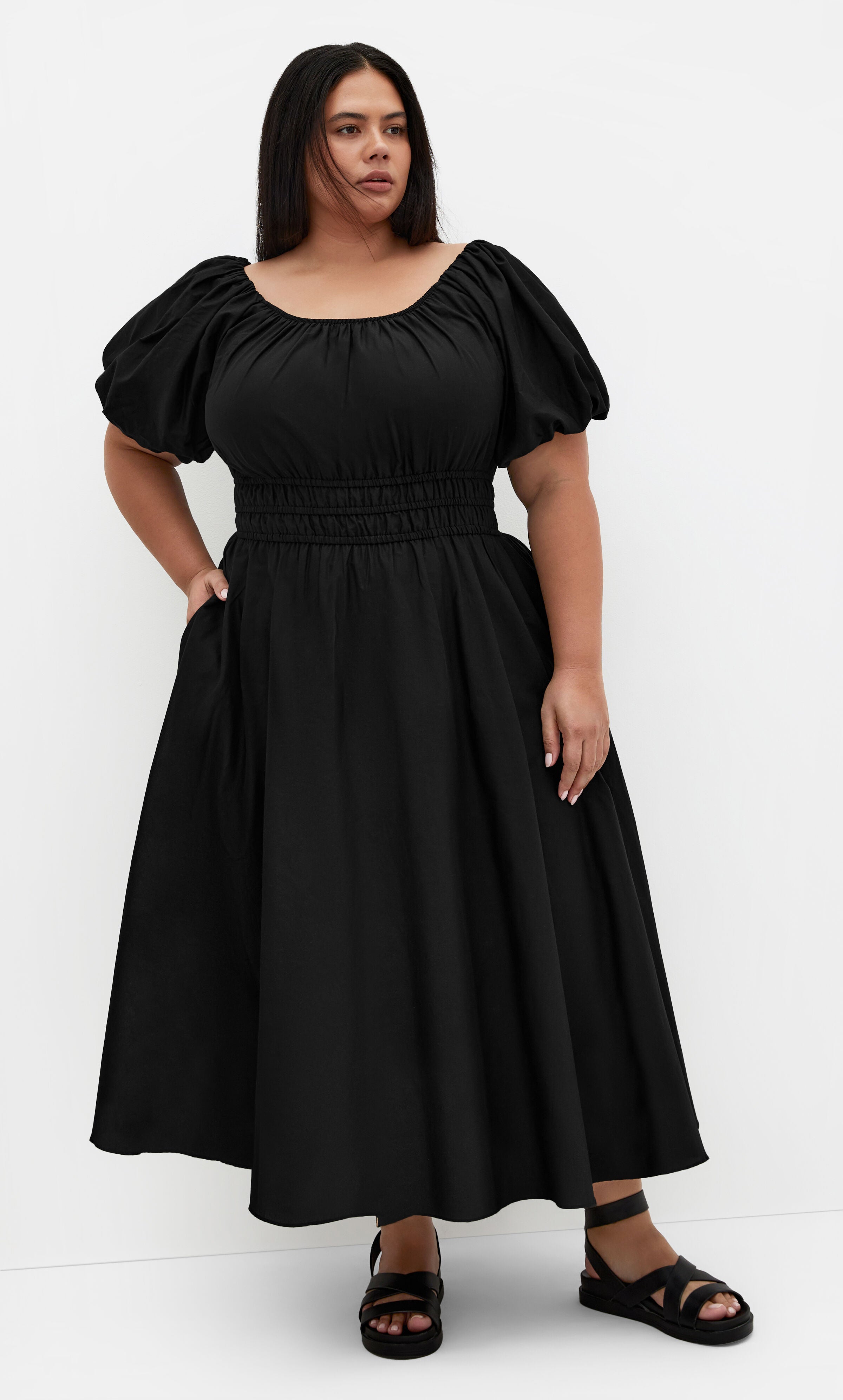 Lillian Midi Dress - black, BLACK, alternate image number 1