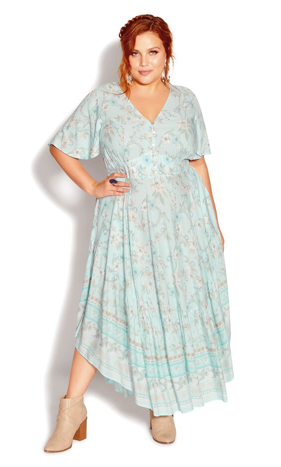Spirited Floral Maxi Dress - sea foam, GREEN, alternate image number null