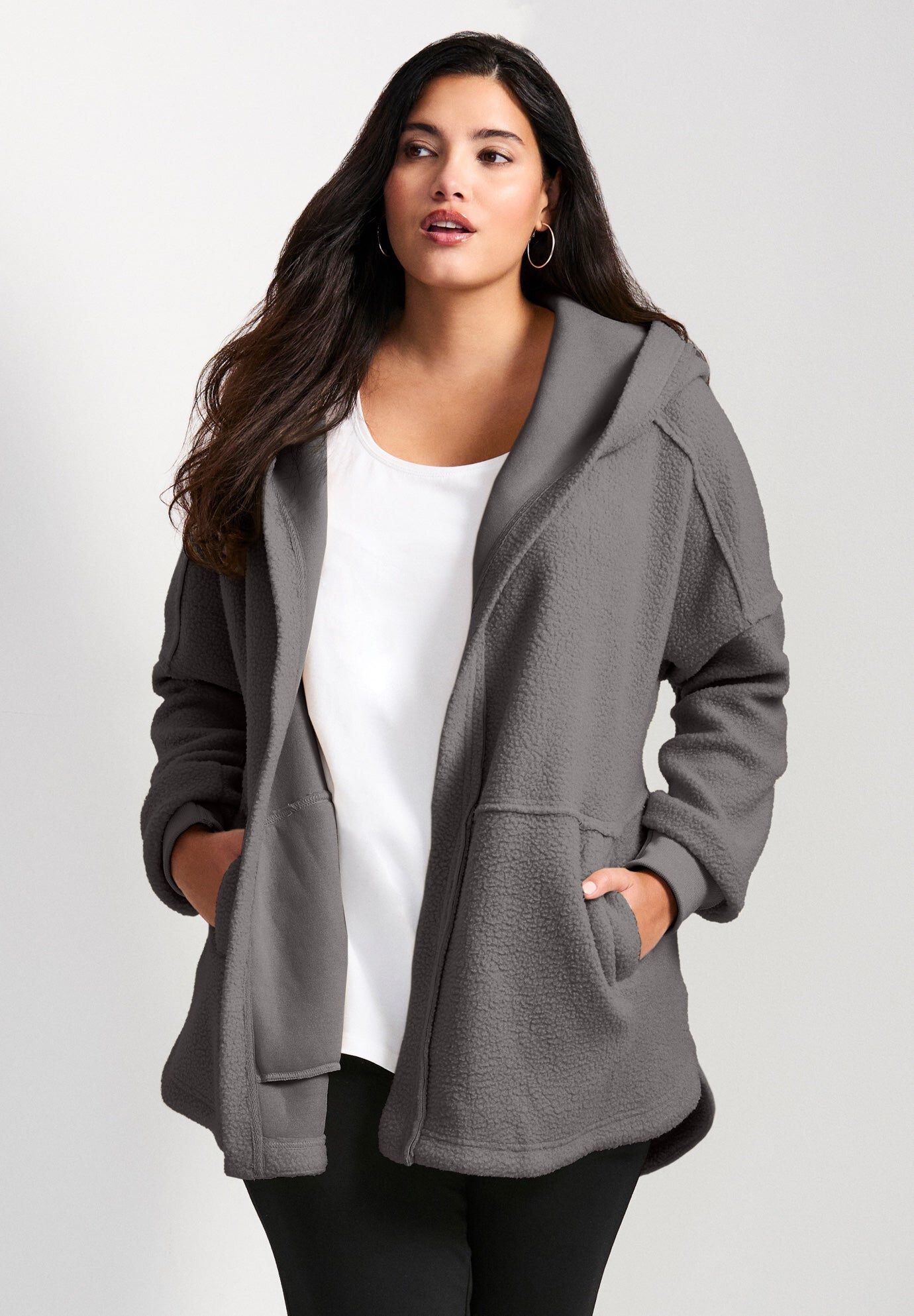 Weekender Hooded Fleece Jacket, STEEL, hi-res image number 0