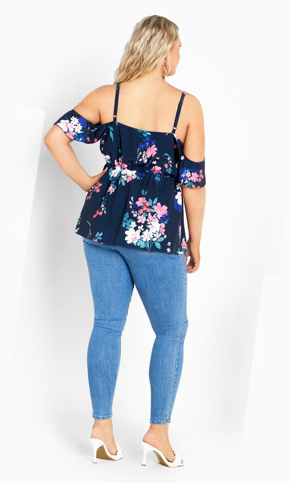 Kallie Print Top - navy, BLUE, alternate image number null