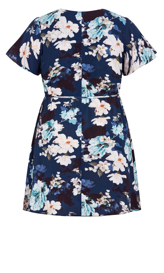 Megan Print Dress - navy, NAVY SHY ORCHID, alternate image number 6