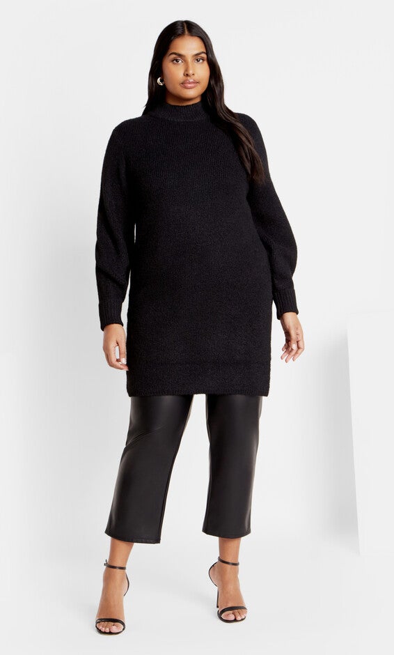 Longline Split Sweater - black, BLACK, alternate image number 1