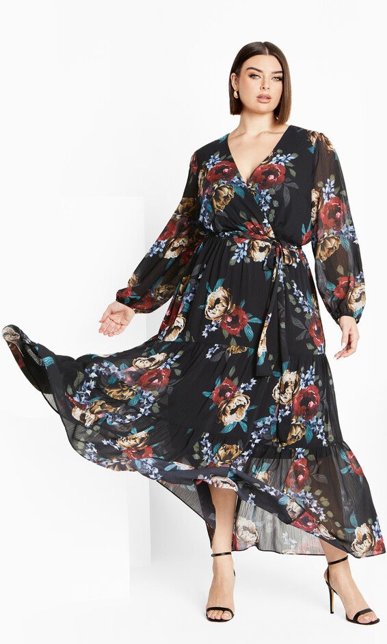 Xander Print Maxi Dress - black, DARK LATE BLOOM, alternate image number null