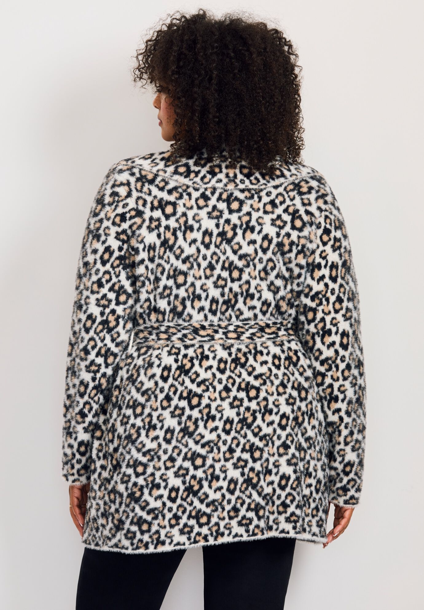 Open Front Coatigan, IVORY SNOW LEOPARD, alternate image number 2