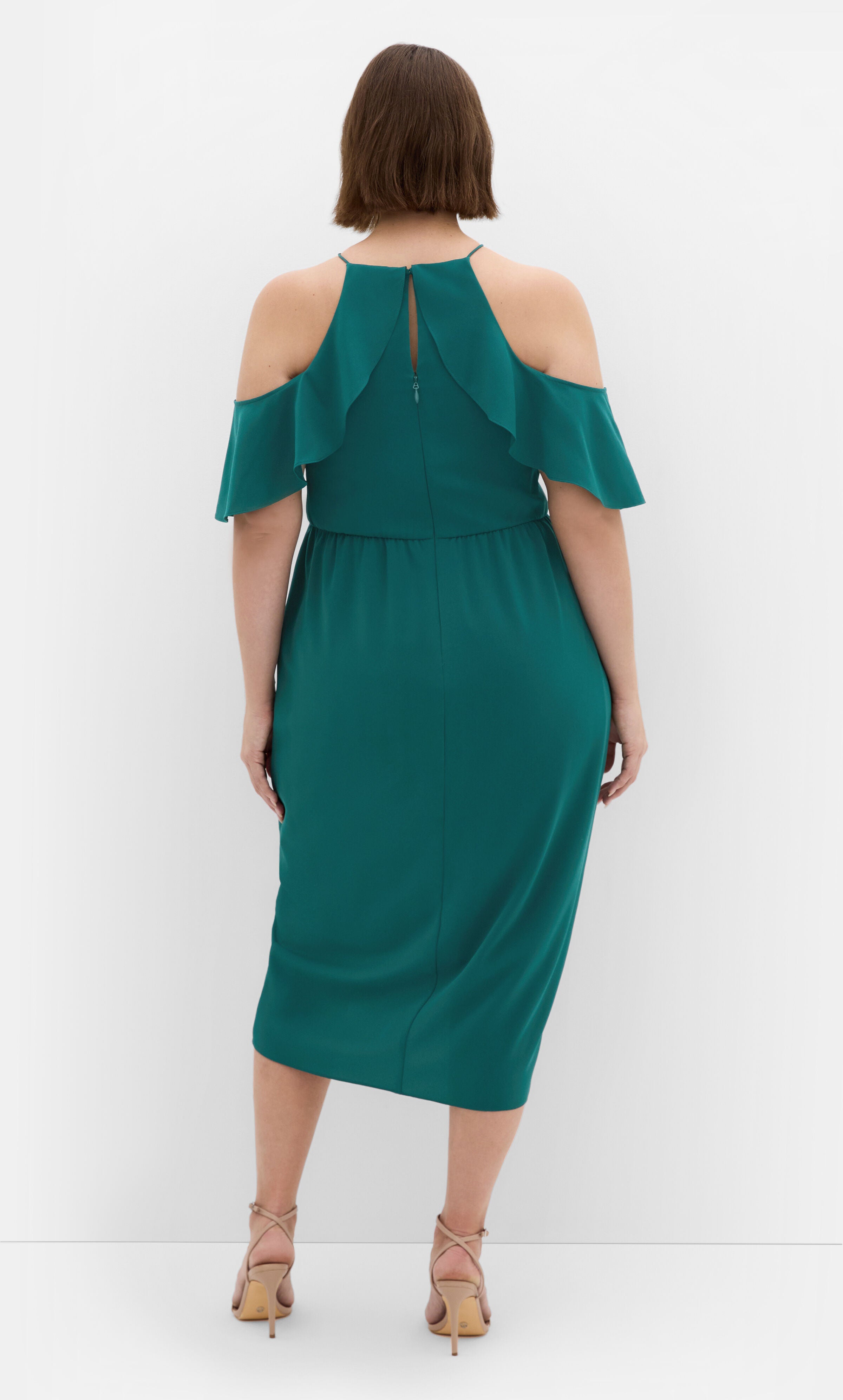 Love Siren Ruffle Shoulder Dress - forest green, GREEN, alternate image number 2