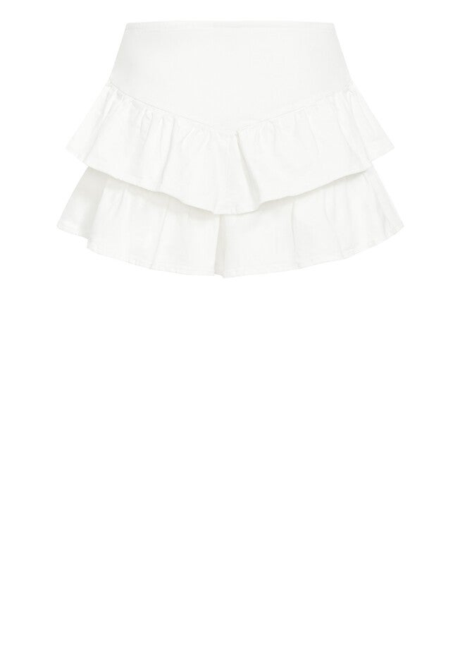 Amina Frill High Waist Mini Short - ivory, WHITE, alternate image number 5