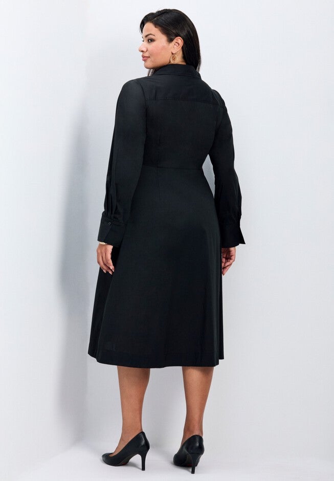 Bethany Pln Cotton Poplin Tie Front Shirtdress, BLACK, on-hover image number null