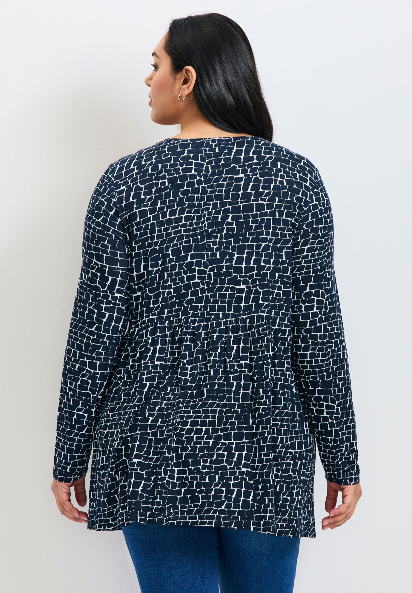 Nylah Long Sleeve Print Tunic, INK SHADOW, on-hover image number 1