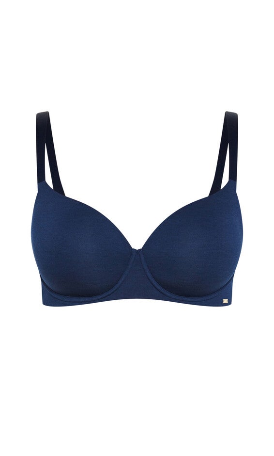 Smooth & Chic Cotton T-shirt Bra - navy, BLUE, alternate image number 2