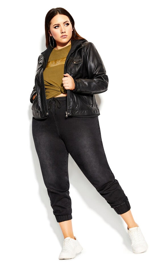 Layered Hoodie Jacket - black, BLACK, alternate image number null
