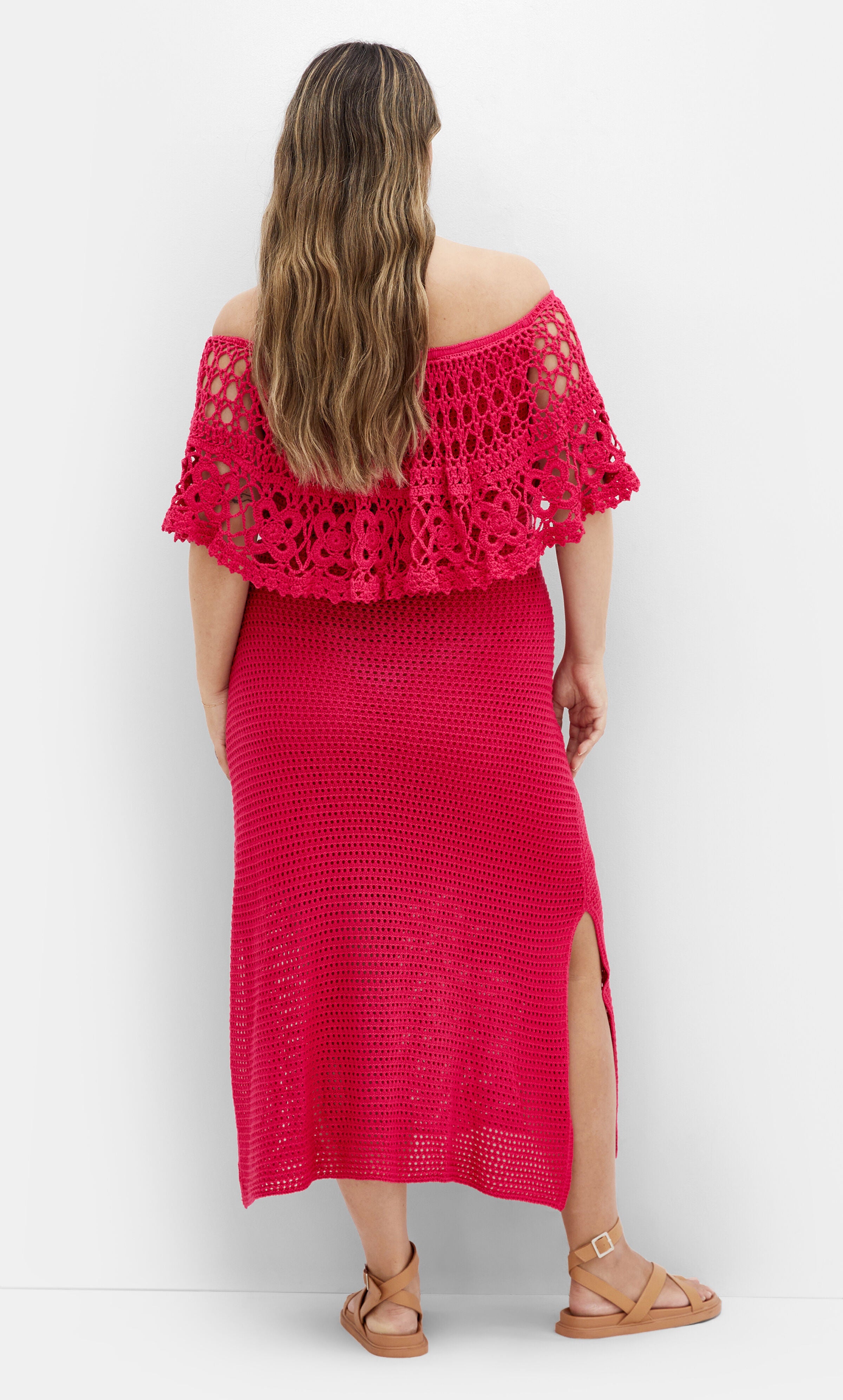 Callie Crochet Dress - raspberry, PINK, alternate image number 2