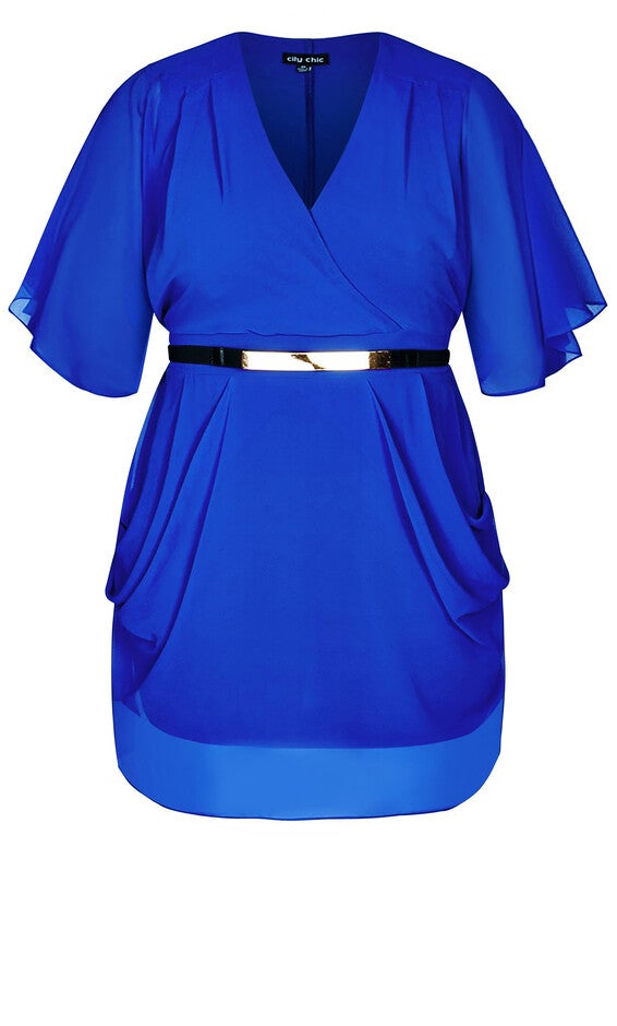 Draped Faux Wrap Dress - ultra blue, BLUE, alternate image number null