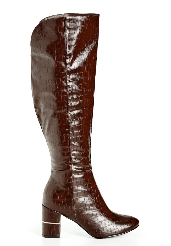 WIDE FIT Geordie Knee Boot - chocolate, CHOCOLATE, on-hover image number null