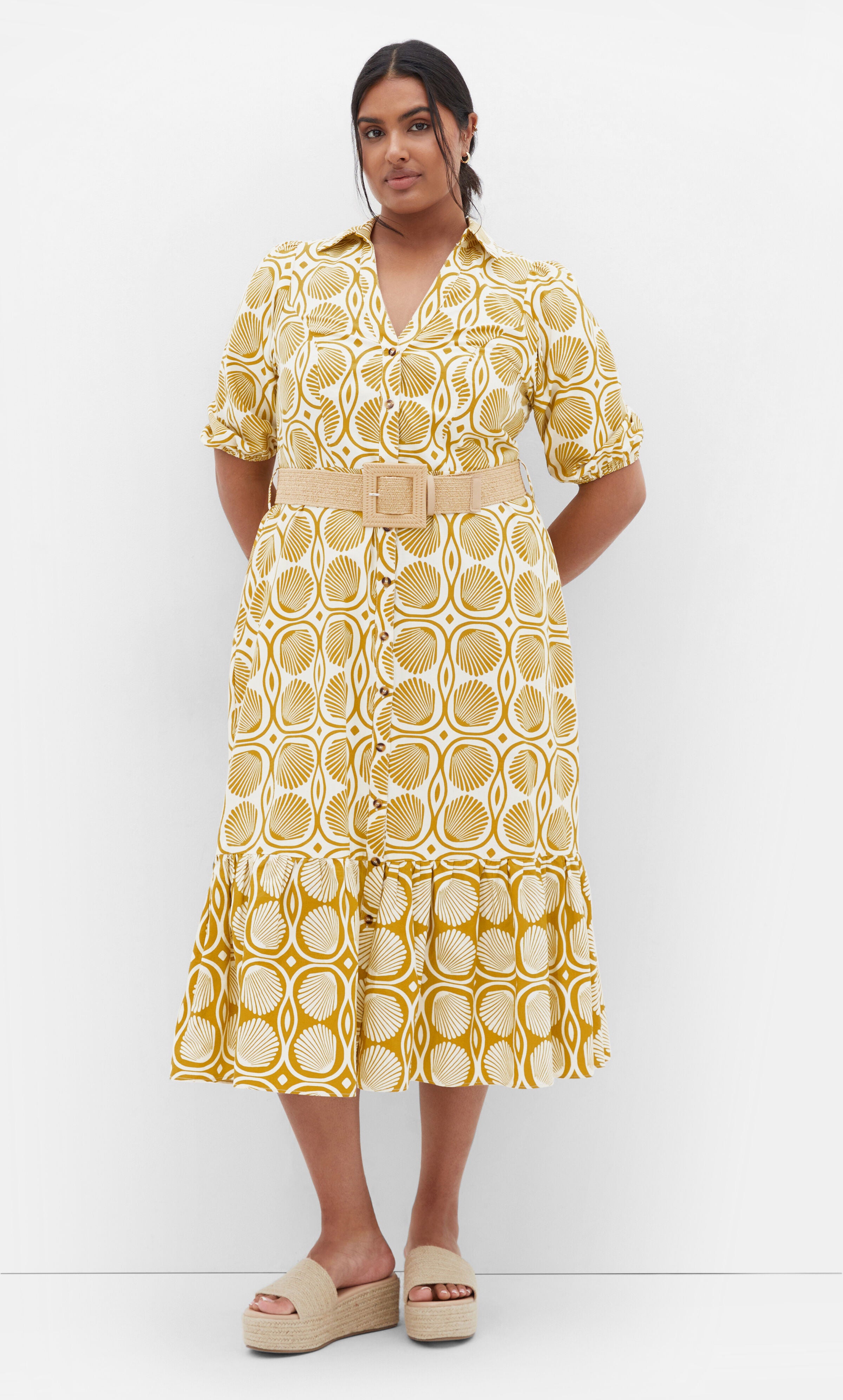 Anna Seashell Dress - print, YELLOW, alternate image number 2