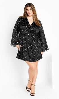 Amira Spot Dress - black