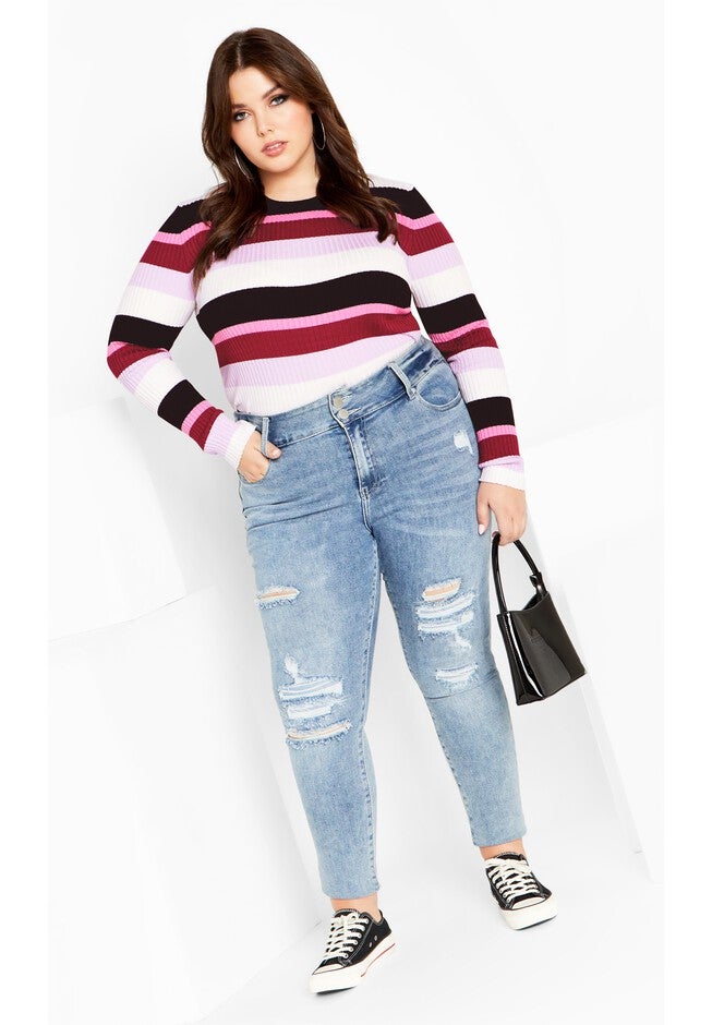 70's Stripe Jumper - stripe, RED, on-hover image number 1