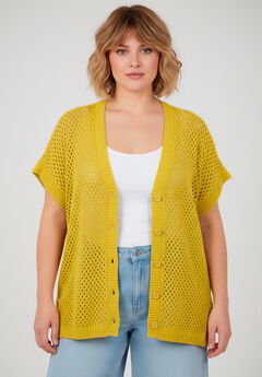 Short Sleeve Button Front Cardigan