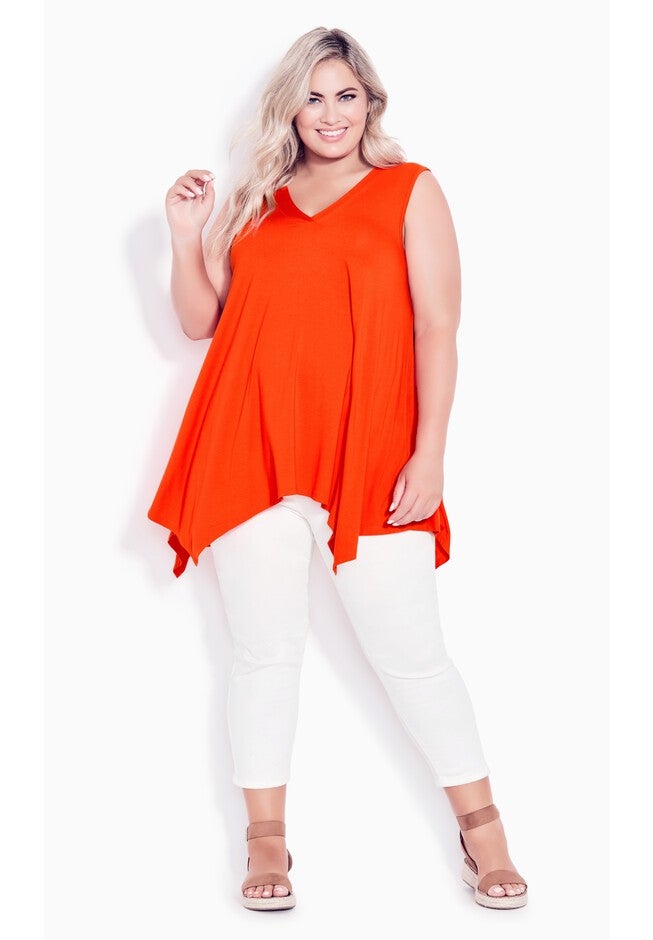 V Neck Swing Tank, ORANGE, hi-res image number null