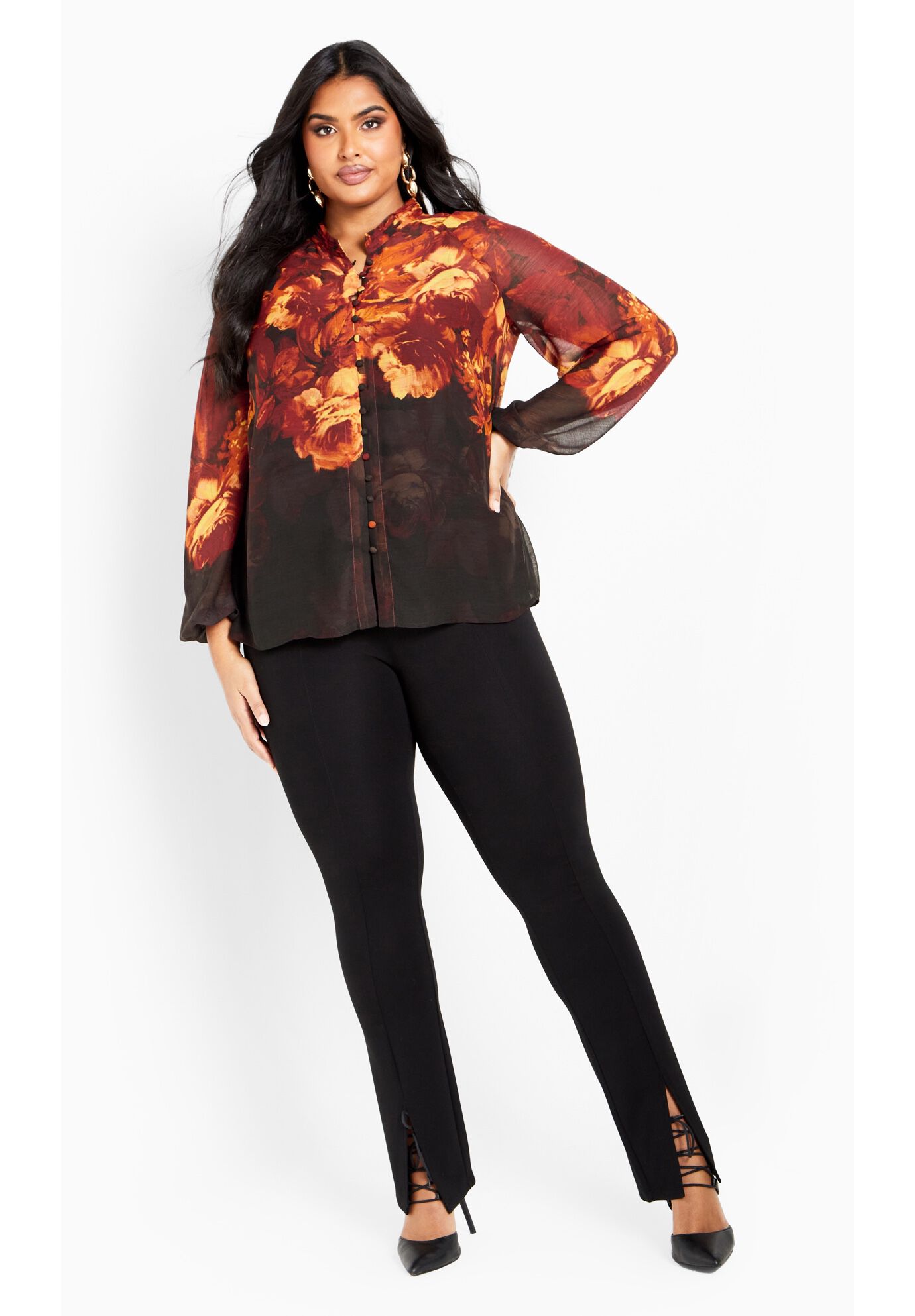Iris Placement Shirt, BLACK BLOOM, alternate image number 2