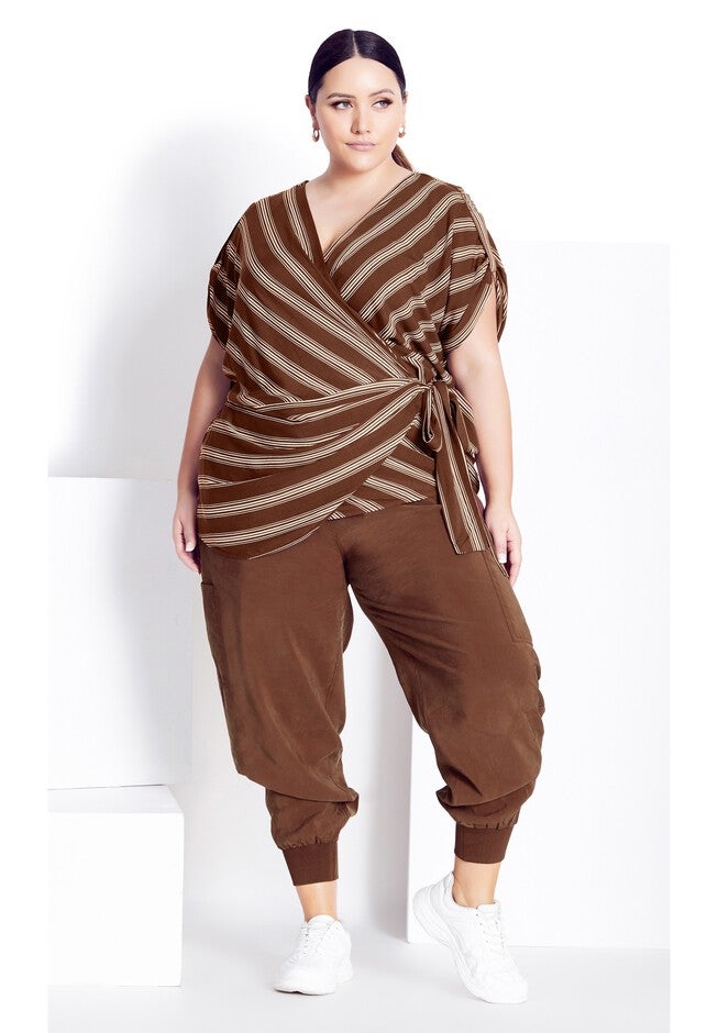 Stripe Wrap Top - clove, BROWN, hi-res image number null