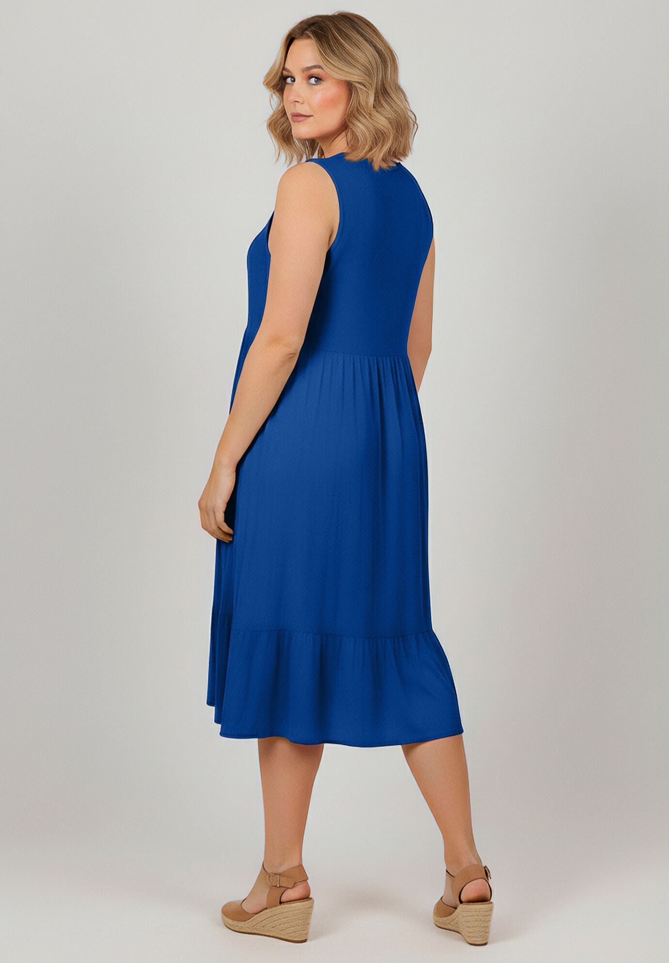 Button Detail Tank Dress, DARK SAPPHIRE, on-hover image number 1