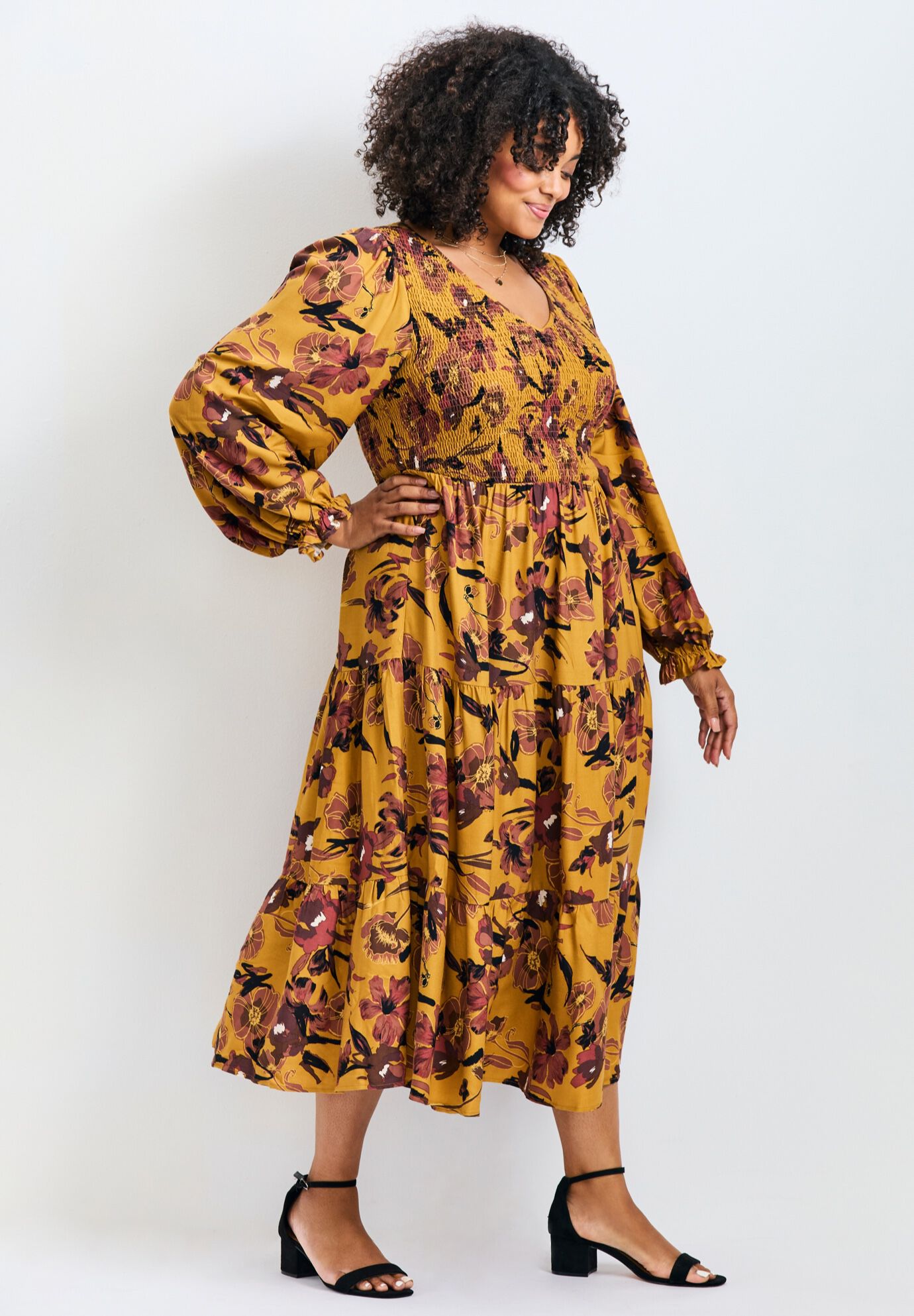 Indi Puff Sleeve Shirred Dress, SYMPHONY, alternate image number 2