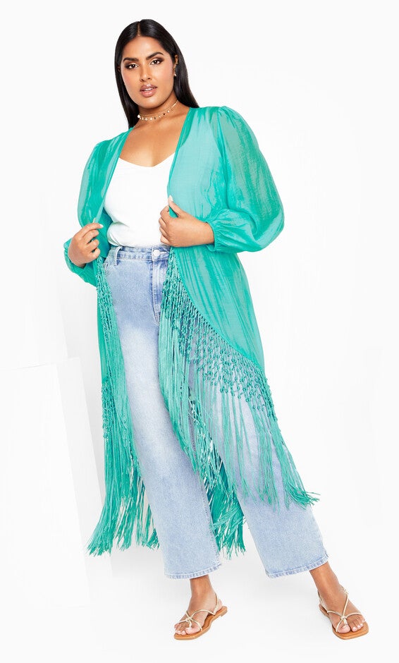 Calypso Fringe Jacket - lagoon, BLUE, alternate image number null