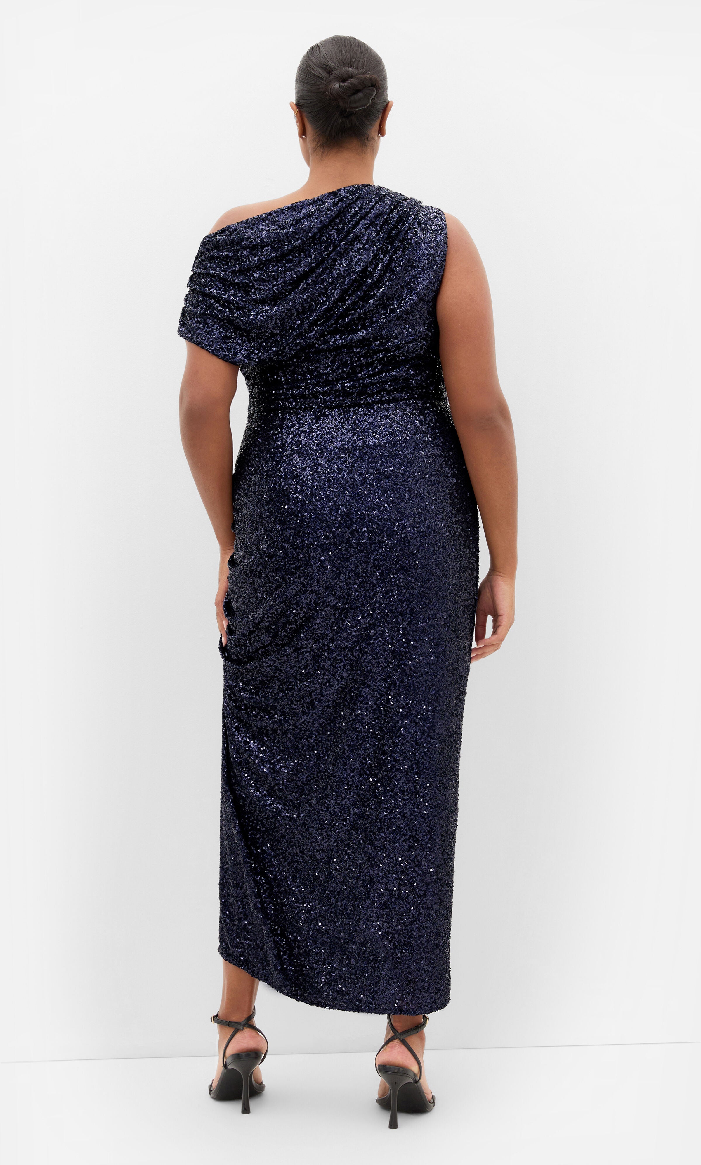 Sequin Star Off Shoulder Maxi Dress, BLUE, on-hover image number 1