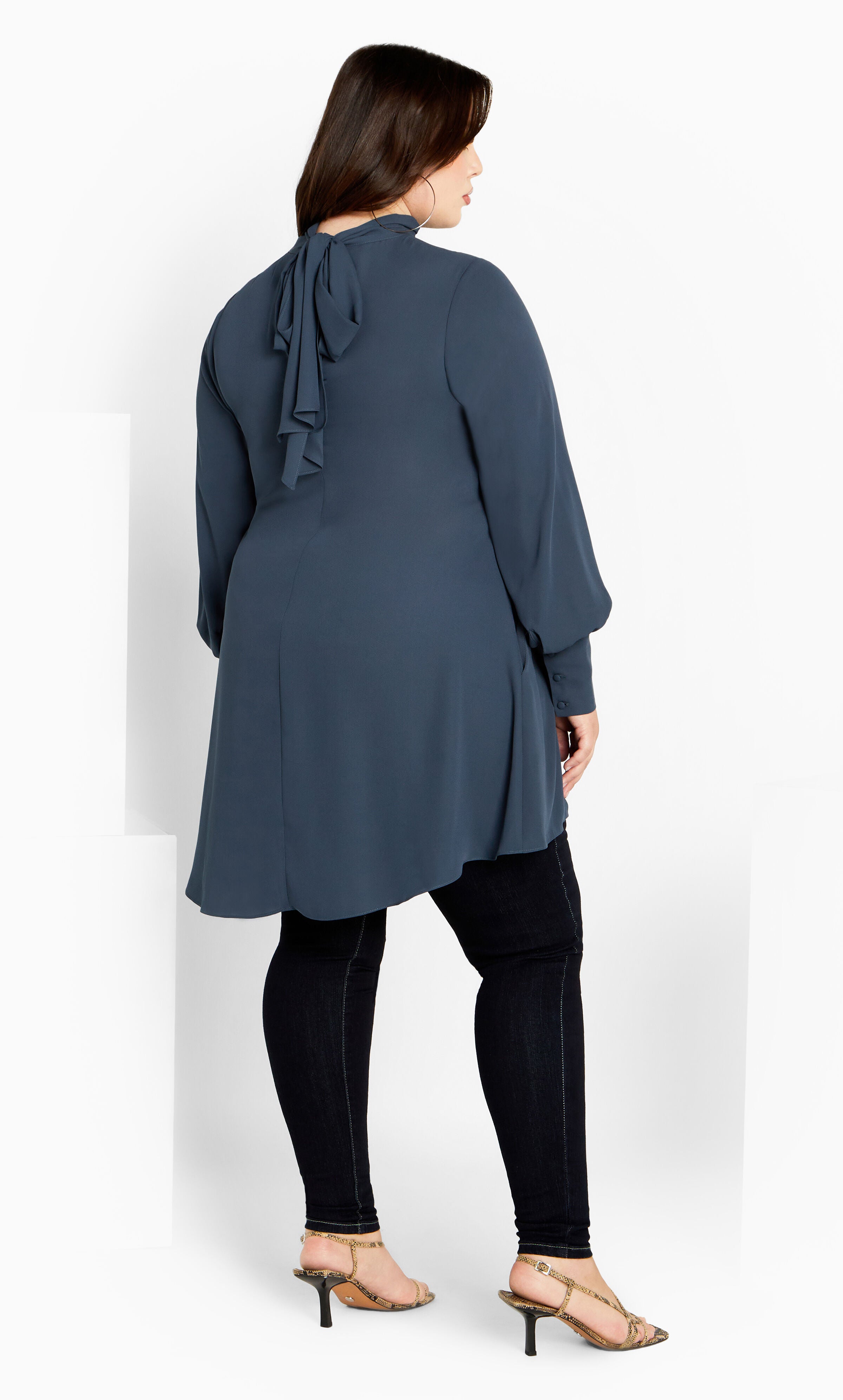 Neck Tie Tunic - navy, BLUE, alternate image number 2