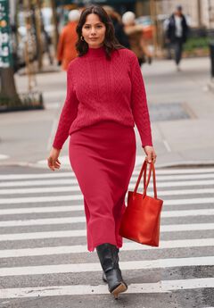 Mock Neck Cable Sweater