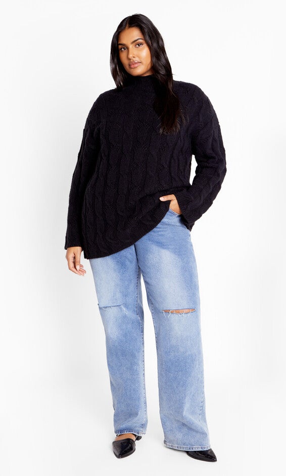 Iris Cable Sweater - black, BLACK, alternate image number null