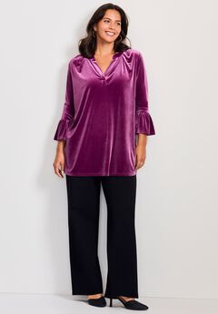 Split Neck Bell Sleeve Top