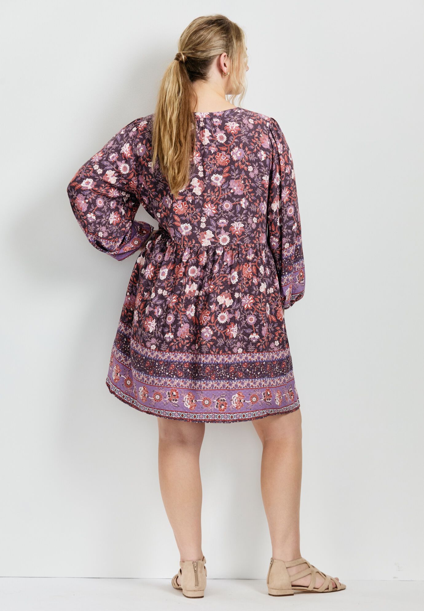 Livvy Boho Border Print Mini Dress, SPIRIT BORDER, alternate image number 3
