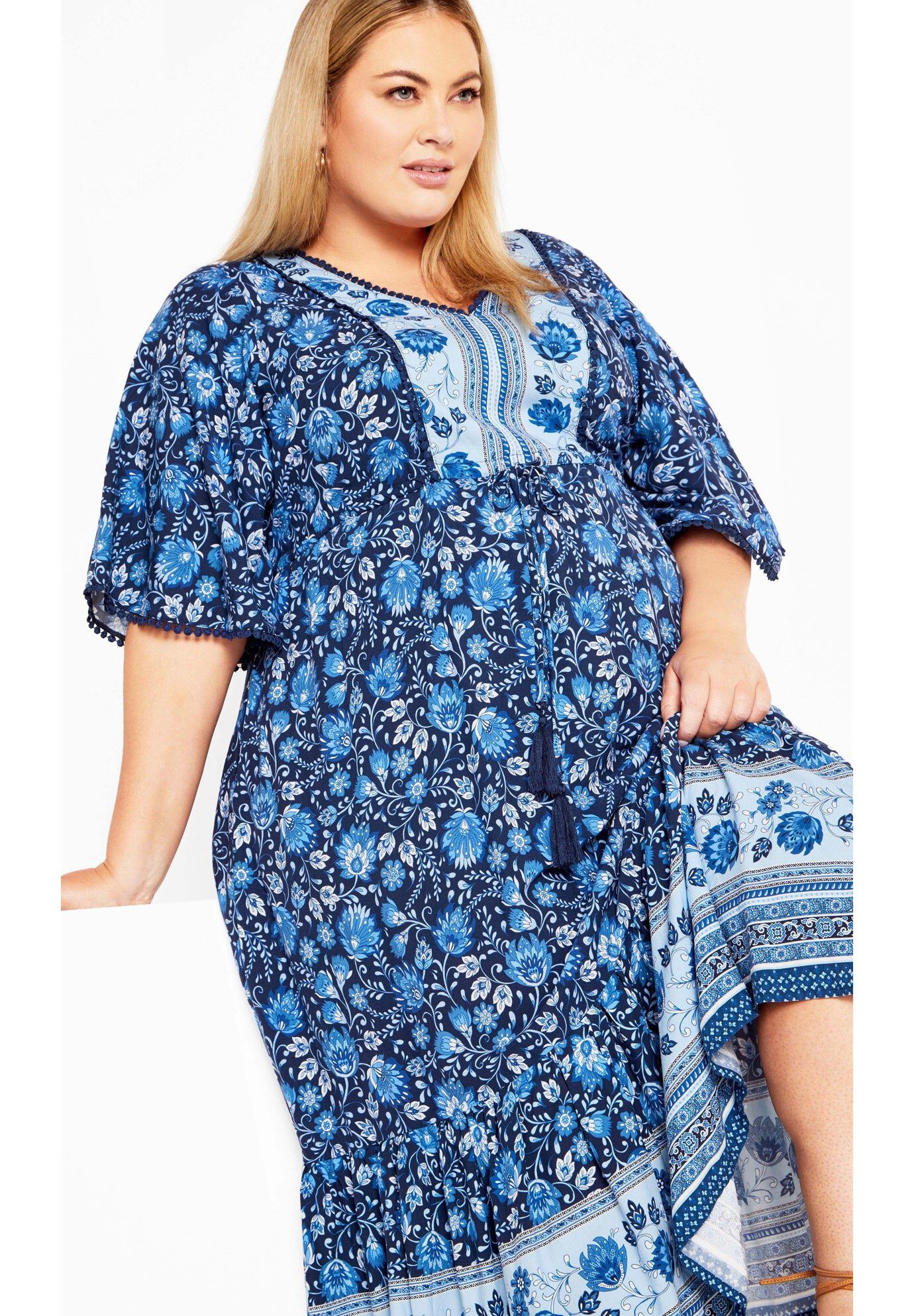 Utopia Border Print Dress, BLUEBELL BORDER, hi-res image number 0