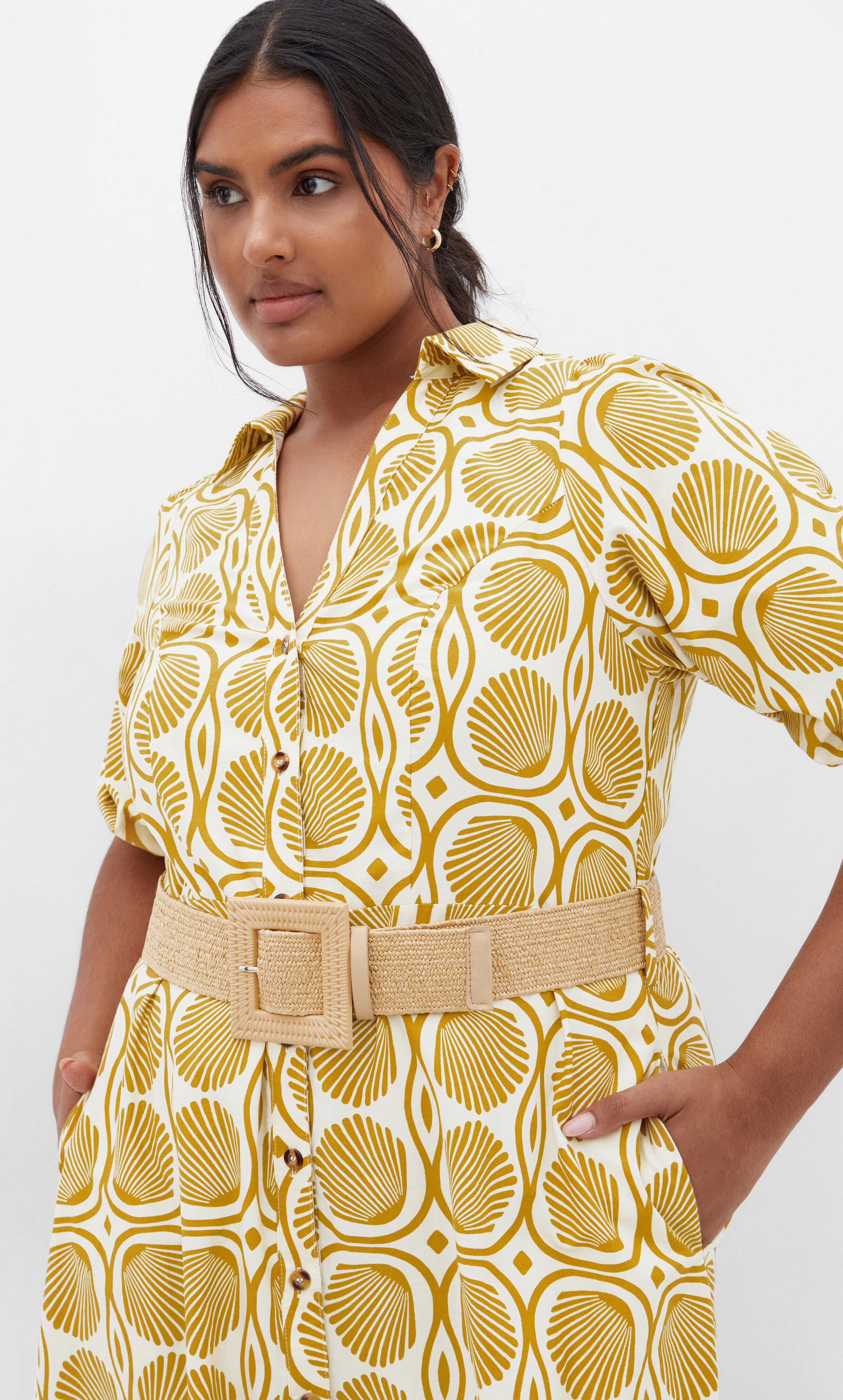 Anna Seashell Dress - print, YELLOW, alternate image number 4