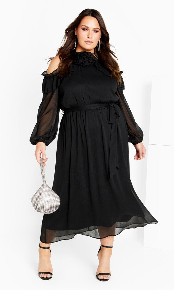 Nikita High Neck Flower Dress - black, BLACK, hi-res image number 0